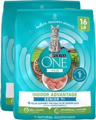 Purina ONE Indoor Advantage Senior 7+ High Protein Natural Dry Cat Food, 32-lb bundle