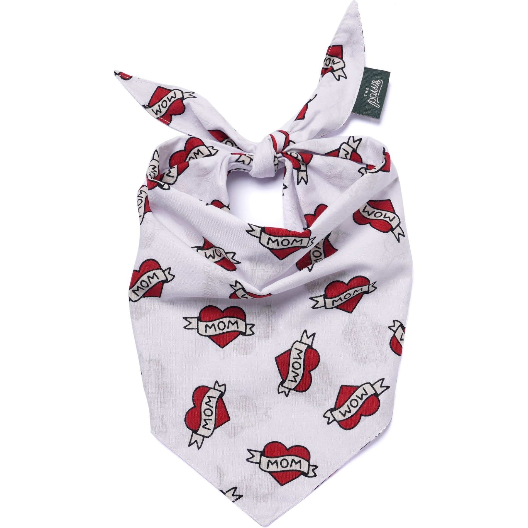 The Paws Valentine's Day Love Mom Dog & Cat Bandana, Red, Small