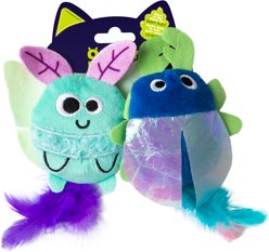 Quirky Kitty Glowing Forest Lunar Bugs Glowing & Light-Up Plush Cat Toy, Multicolor, Medium, 2 count