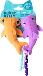 Quirky Kitty Ocean Cool Sharks Catnip Plush Cat Toy, Multicolor, Medium, 2 count