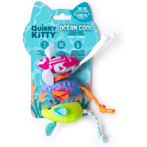 QUIRKY KITTY Ocean Cool Mice Catnip Plush Cat Toy, Multicolor