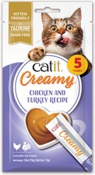 Catit Creamy Grain-Free Chicken & Turkey Flavored Cat Lickable Treat, 0.5-oz tube, 5 count