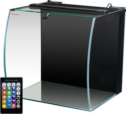 Aquatop Bow Front Glass & Silicone Fish Aquarium Kit with Filter & LED Lighting, Black, 13.5-gal
