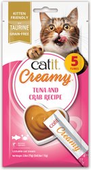 Catit Creamy Grain-Free Tuna & Crab Flavored Cat Lickable Treat, 0.5-oz tube, 5 count