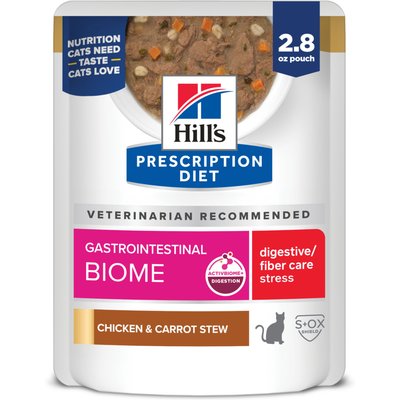 Hill's Prescription Diet Hill's Prescription Diet Gastrointestinal Biome + Stress Chicken & Carrot Stew Wet Cat Food, 2.8-oz pouch, case of 24