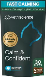 VetriScience Composure Calm & Confident Thunderstorms Support Trout & Chicken Flavored Soft Chews Calming & Anxiety Supplement for Cats, 30 count