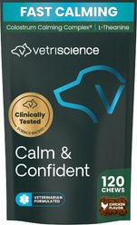 VetriScience Composure Calm & Confident Thunderstorms Support Clinically Tested Chicken‑Flavored Chews Calming & Anxiety Supplement for Dogs, 120 count