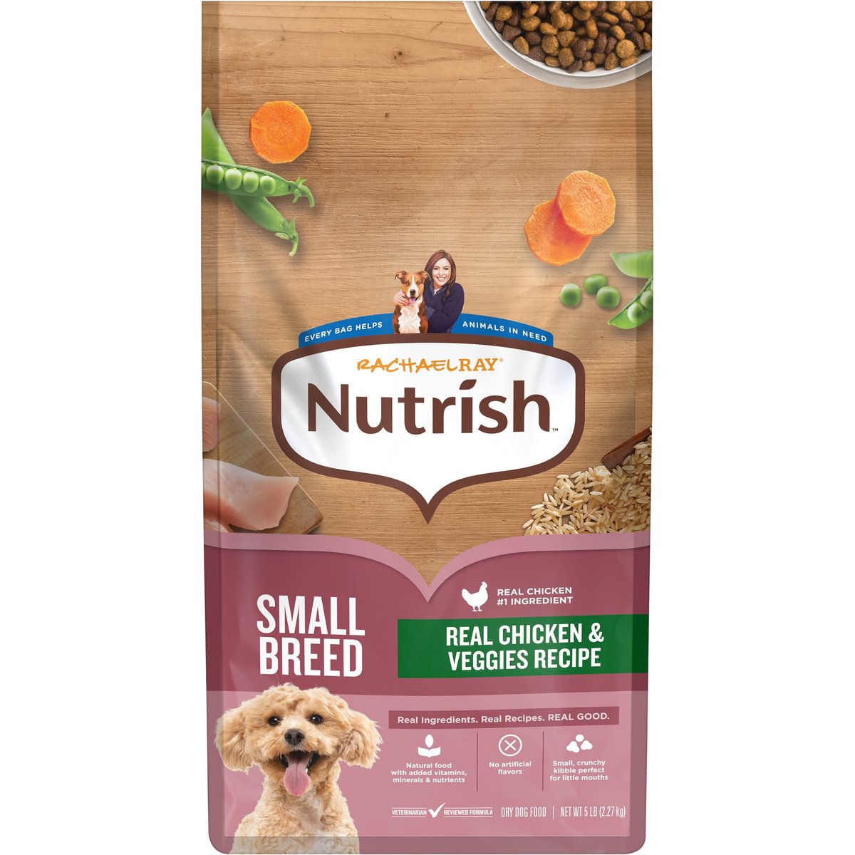 Rachael Ray Nutrish Real Chicken & Veggies Recipe Dry Small Breed Dog Food, 5-lb bag