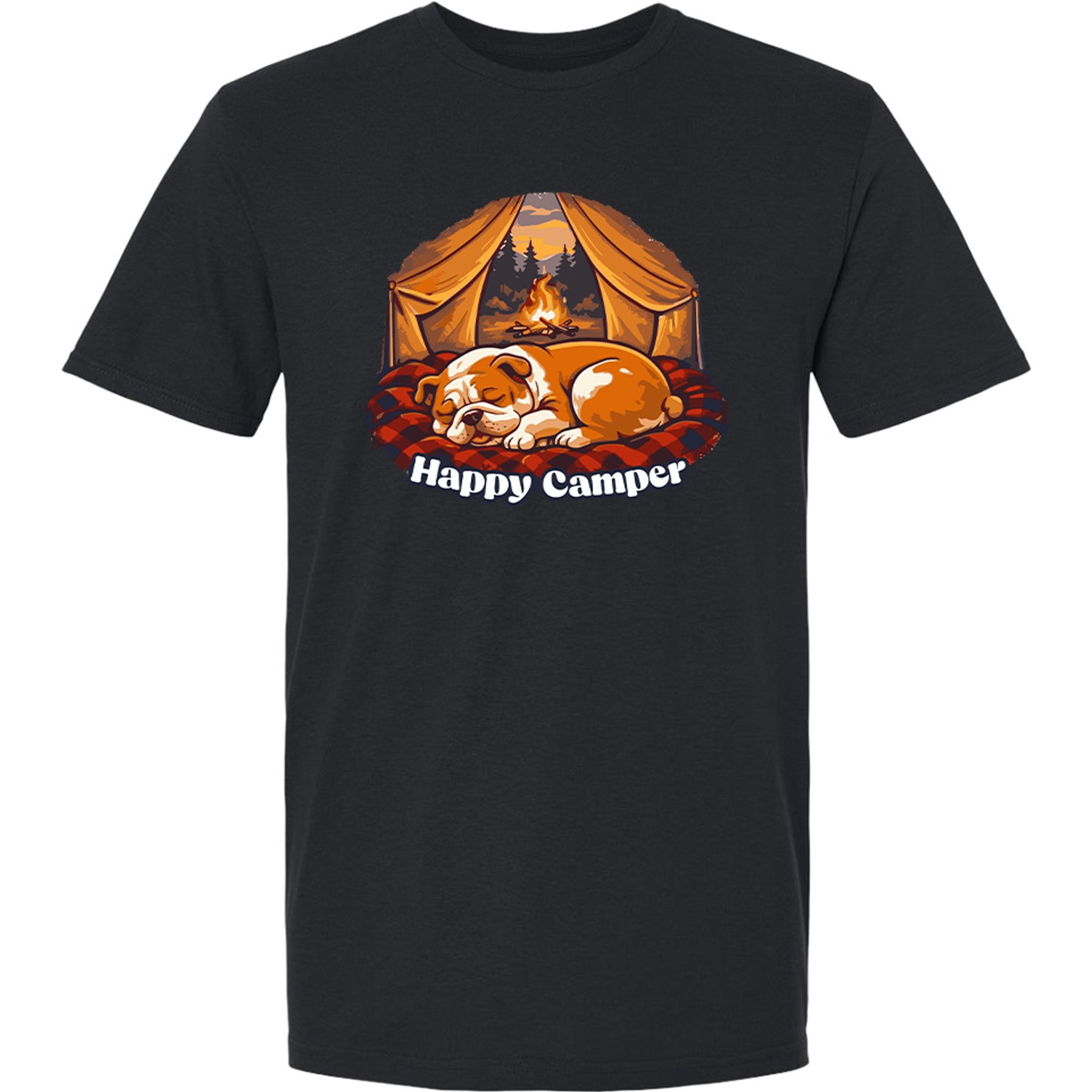 ISlide Dog Happy Camper T-Shirt, Black, Large