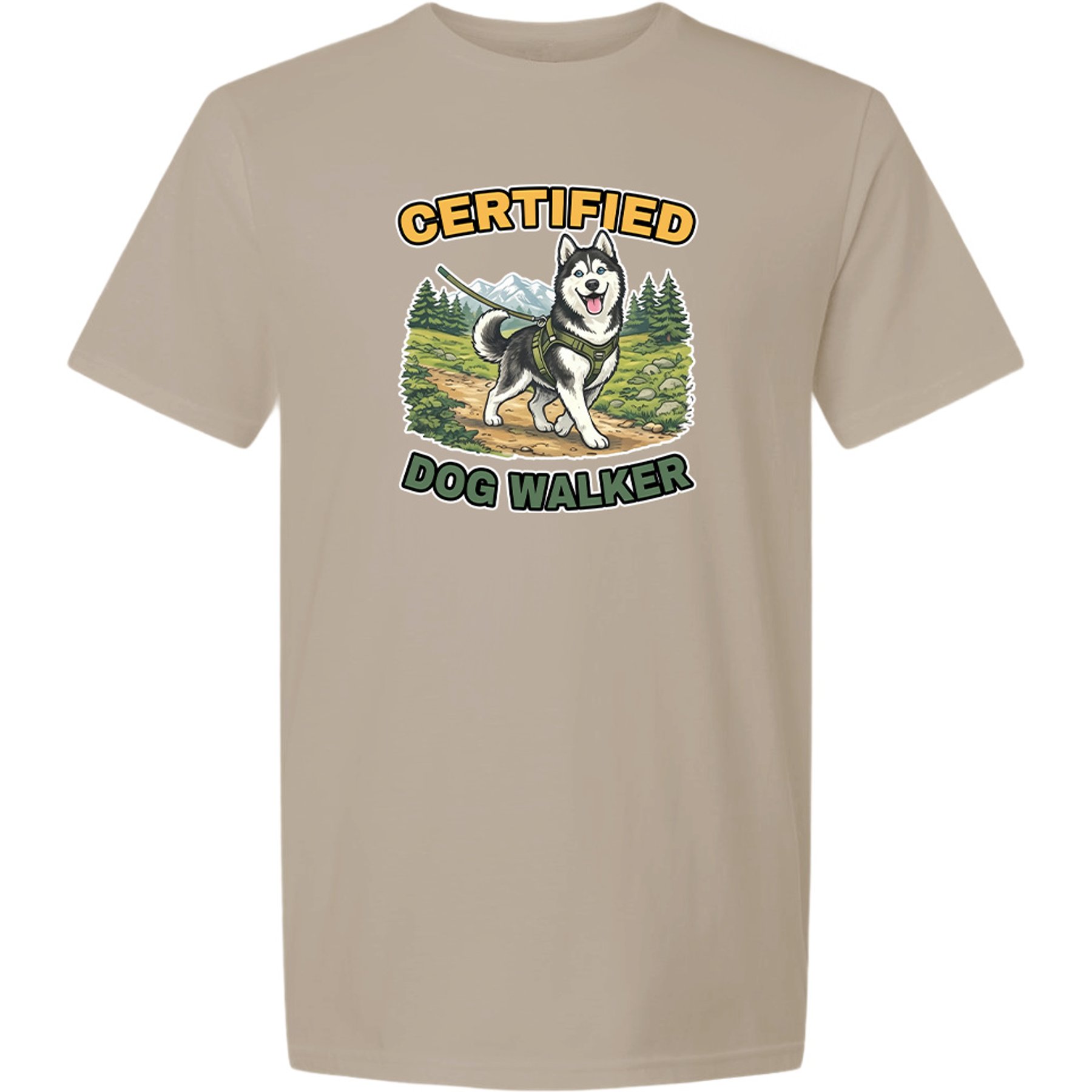 ISlide Certified Dog Walker T-Shirt, Sand, XXX-Large