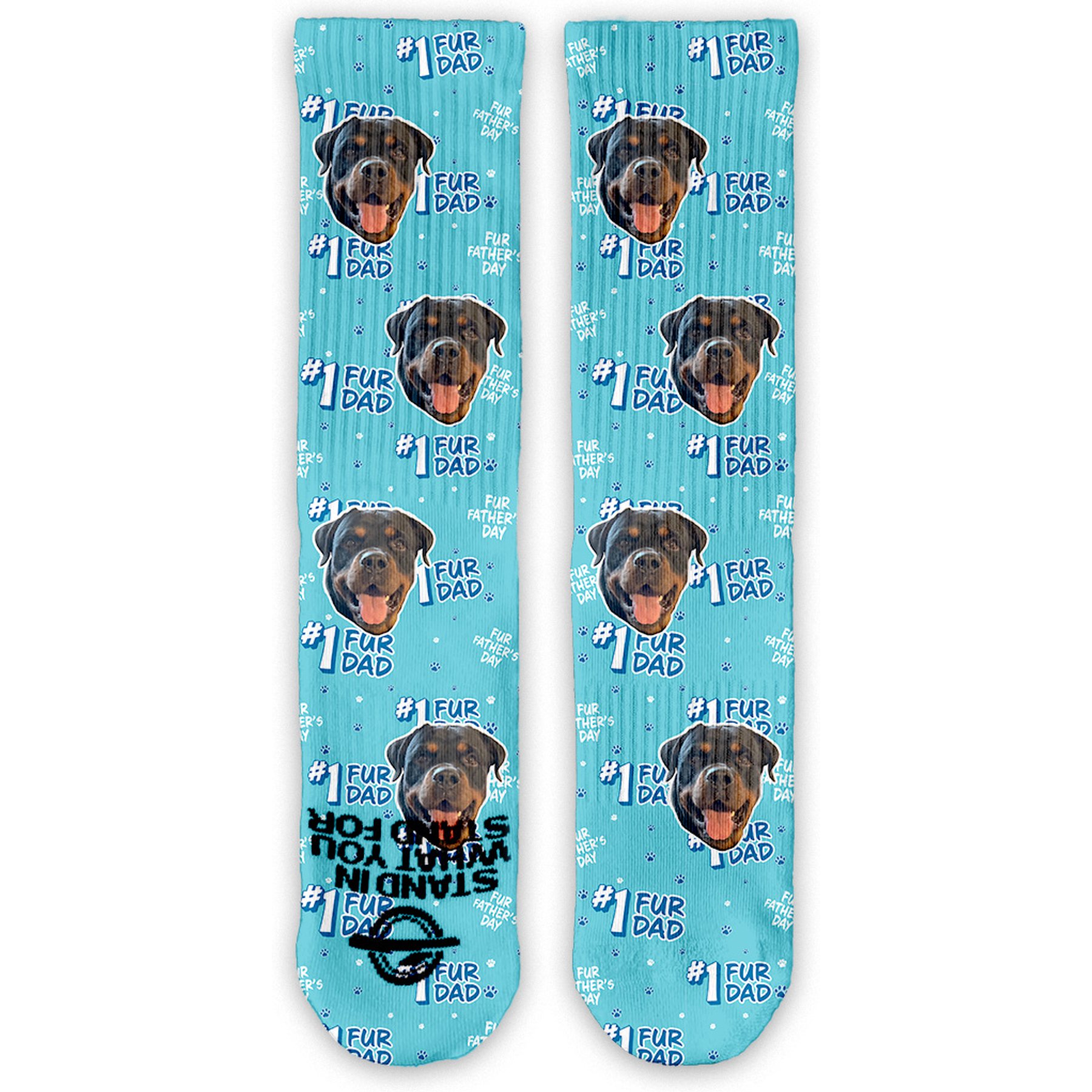 ISlide Custom Chewy Fur Dad Socks, Great White, X-Large