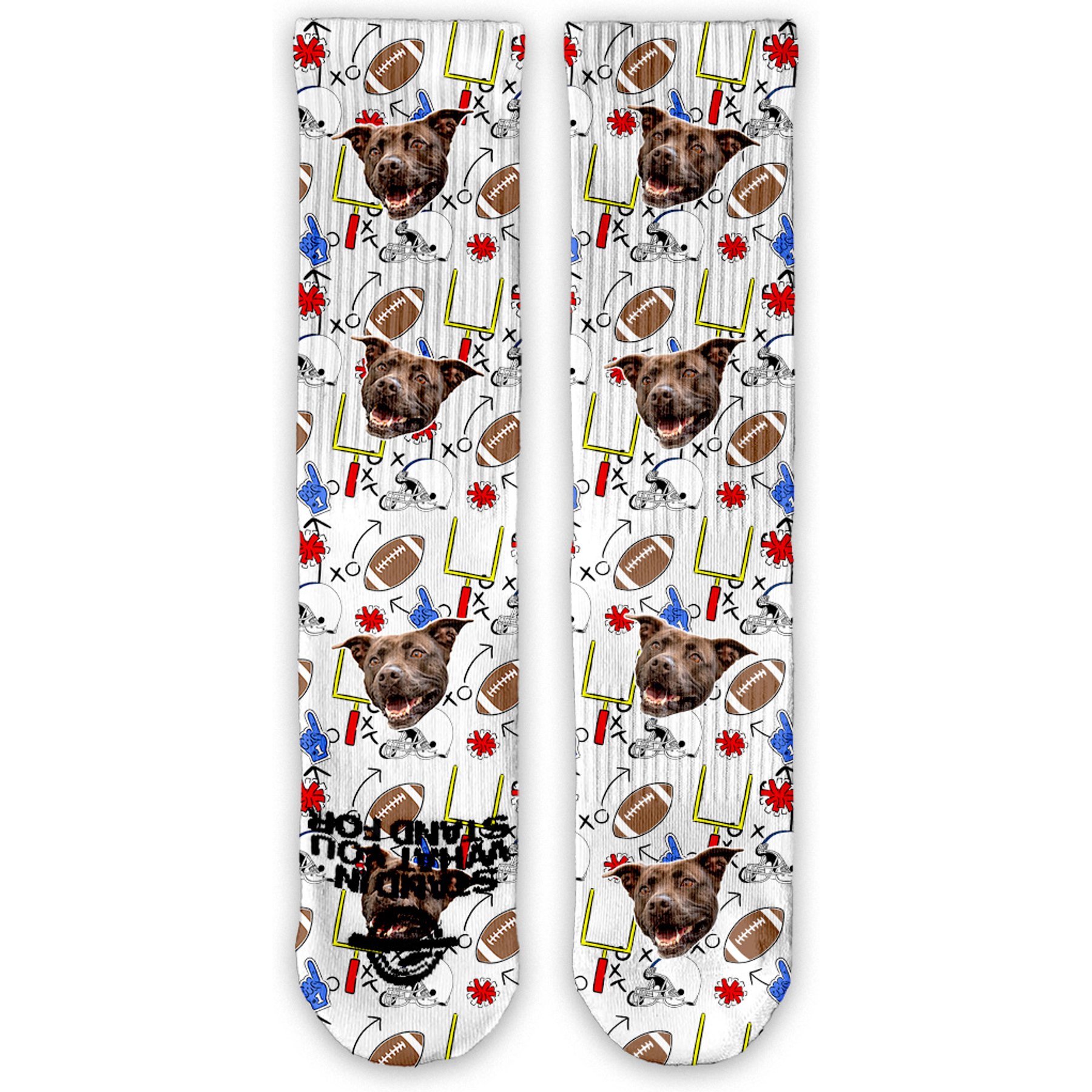 ISlide Chewy Football Pattern Socks, Great White, Medium