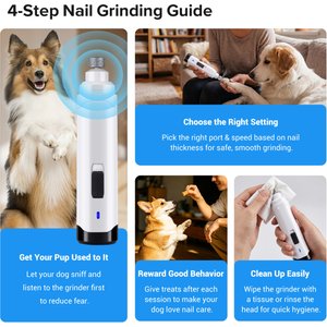 PATPET Steel Grit Dog & Cat Nail Grinder, White