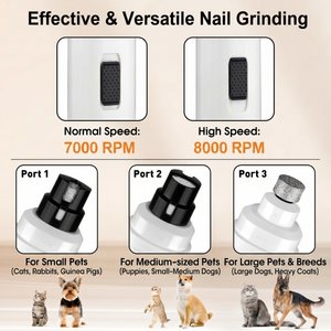 PATPET Steel Grit Dog & Cat Nail Grinder, White