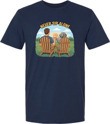 ISlide Dog Never Sip Alone T-Shirt, Navy Blue, XXX-Large