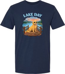 ISlide Lake Day Golden Retriever T-Shirt, Navy Blue, XX-Large