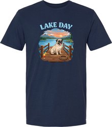 ISlide Lake Day Pug T-Shirt, Navy Blue, XXX-Large