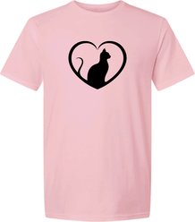 ISlide Cat Heart Silhouette T-Shirt, Light Pink, XXX-Large