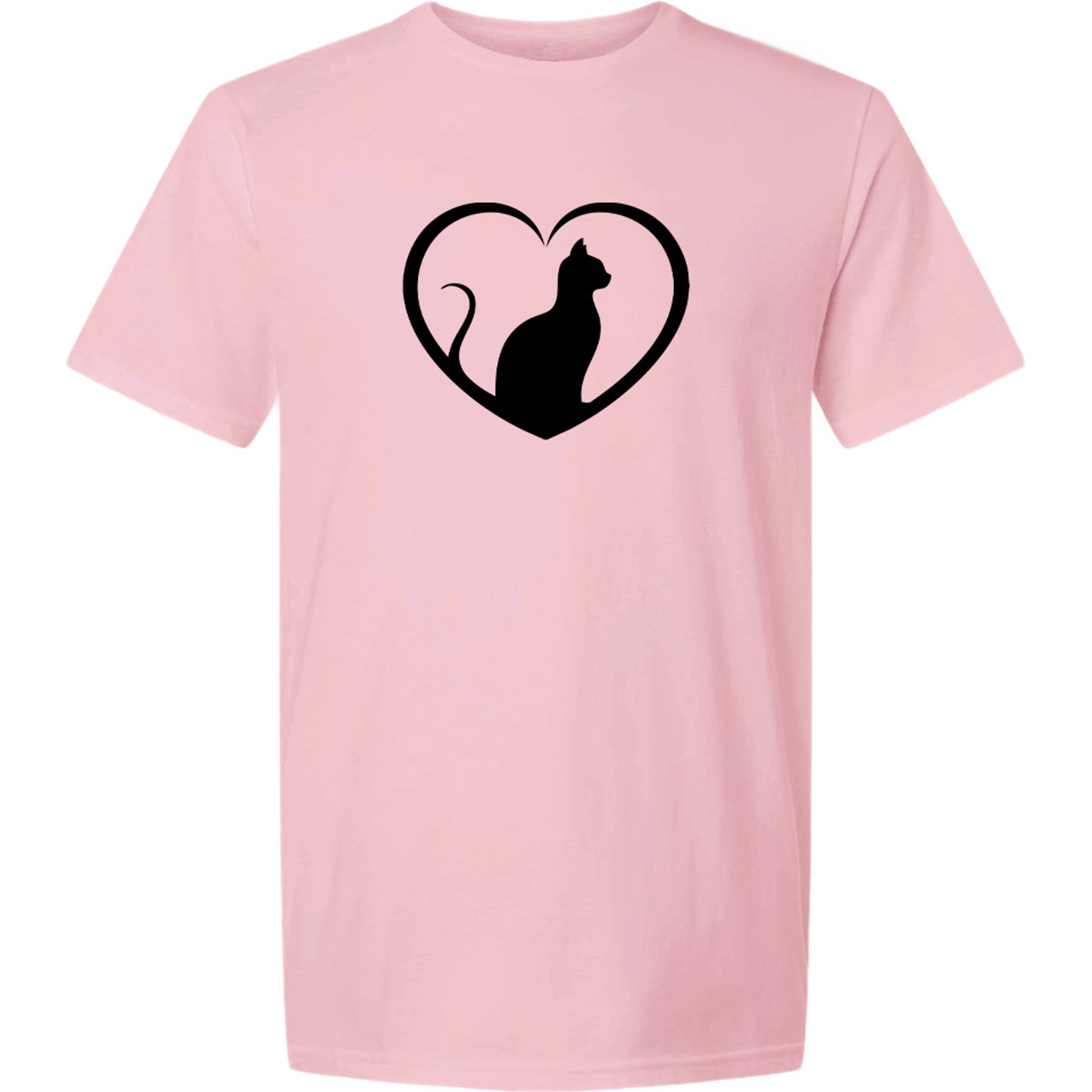 ISlide Cat Heart Silhouette T-Shirt, Light Pink, Large
