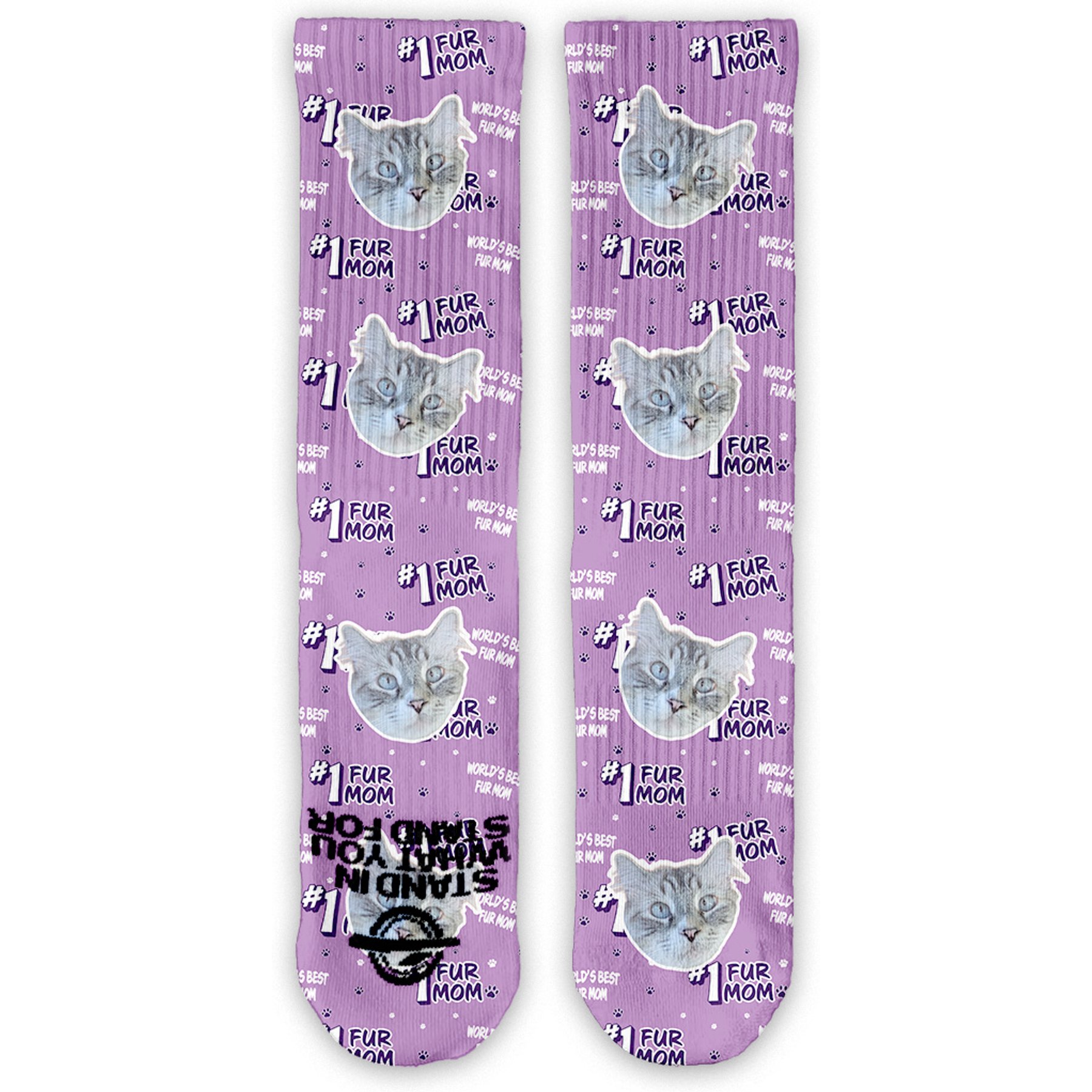 ISlide Custom Chewy Fur Mom Socks, Great White, Medium