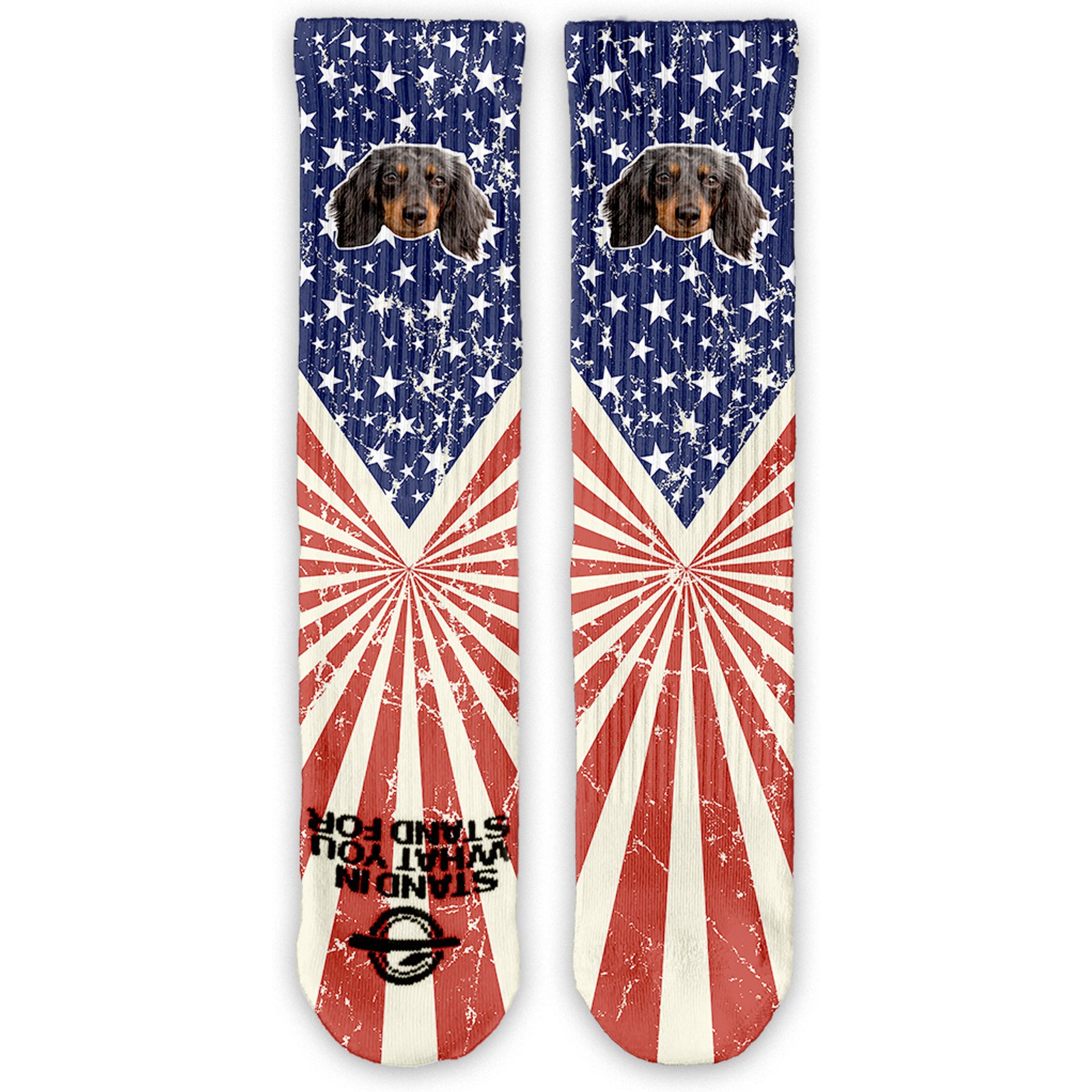 ISlide Custom Chewy Liberty Distressed Socks, Great White, Medium