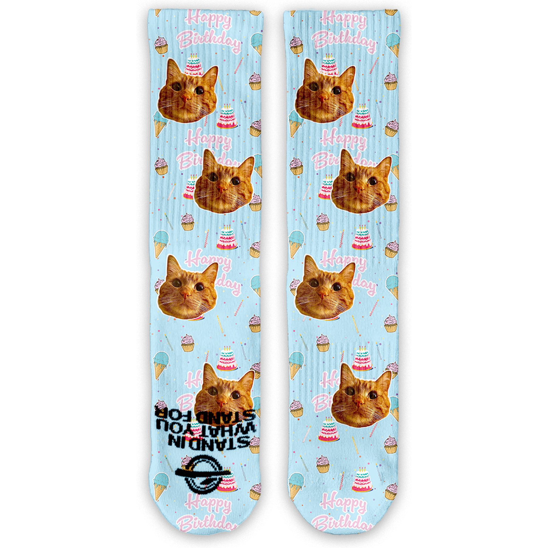 ISlide Custom Chewy Birthday Pattern Socks, Great White, Small