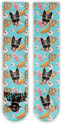 ISlide Chewy Baseball Pattern Socks, Great White, Large