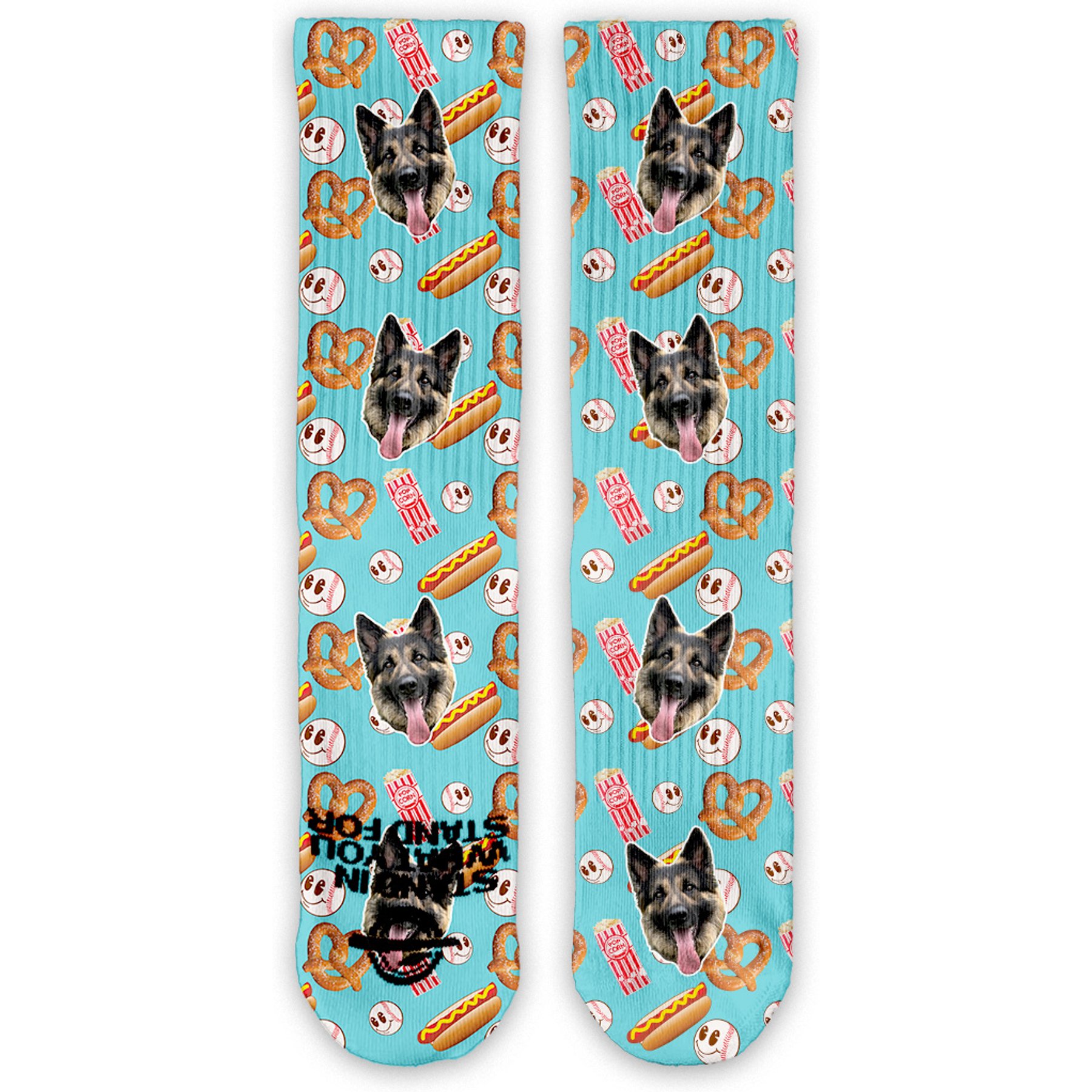 ISlide Chewy Baseball Pattern Socks, Great White, Large