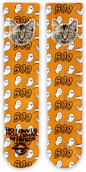 ISlide Chewy Boo Ghost Pattern Socks, Great White, X-Large