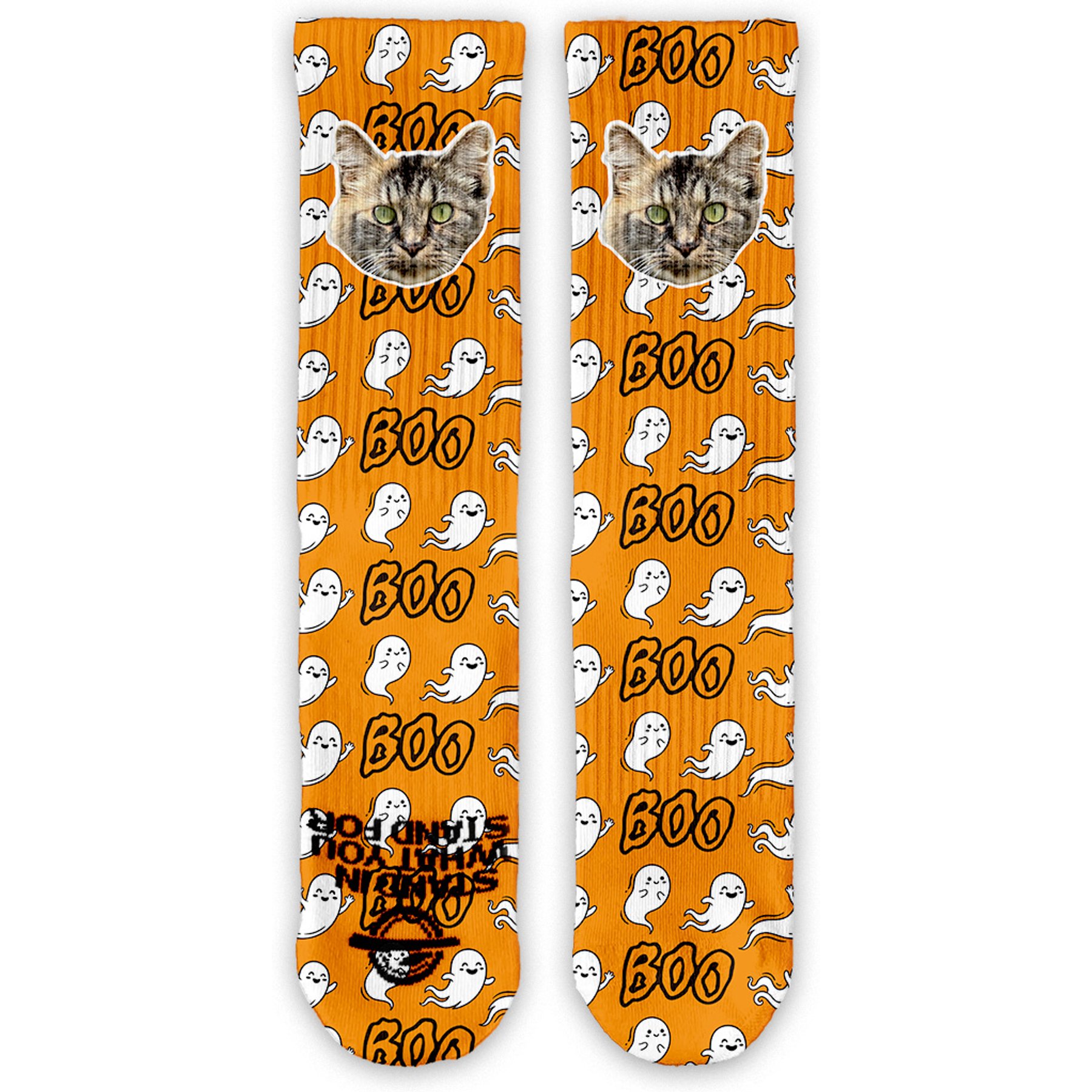 ISlide Chewy Boo Ghost Pattern Socks, Great White, Large