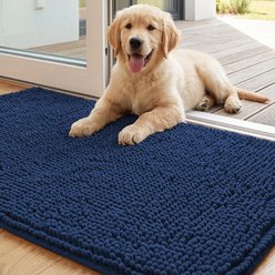 H.VERSAILTEX Plush Chenille Washable Doormat, Navy, 36 x 24-in