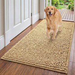 H.VERSAILTEX Plush Chenille Washable Doormat, Beige, 48 x 30-in