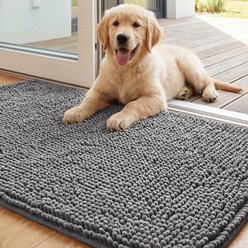 H.VERSAILTEX Plush Chenille Washable Doormat, Grey, 32 x 20-in
