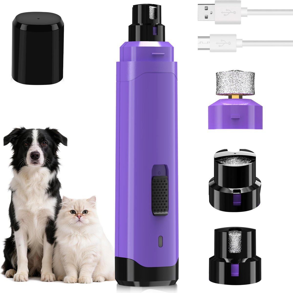 PATPET Steel Grit Dog & Cat Nail Grinder, Purple