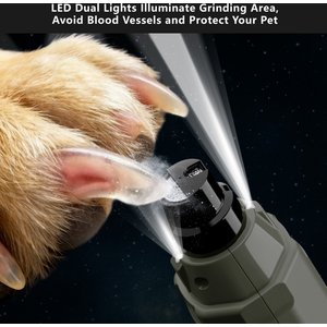 PATPET N60 6-Speed Electric Rechargeable Cat & Dog Nail Grinder, Army Green