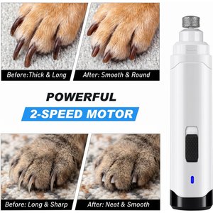 PATPET Steel Grit Dog & Cat Nail Grinder, White