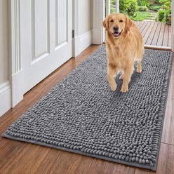 H.VERSAILTEX Plush Chenille Washable Doormat, Grey, 48 x 30-in