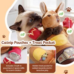 Pawsible Rumble Roo Reinforced Protective Glove Interactive Kicking Wrestling Kangaroo Puppet Cat Plush Toy with Catnip Pouch & Treat Pocket, Brown, 22-in slide 2 of 6