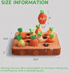 Nocciola Multi Sensed Fabric Plush Carrot Snuffle Mat, Farm Themed Hide & Seek Puzzle Tough Chew Dog Toy, Multicolor, 12 count, Small slide 2 of 6
