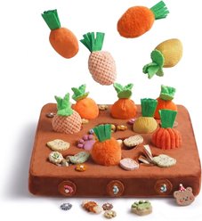Nocciola Multi Sensed Fabric Plush Carrot Snuffle Mat, Farm Themed Hide & Seek Puzzle Tough Chew Dog Toy, Multicolor, 12 count, Small