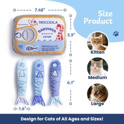 Nocciola Crinkle Paper Fish & Sardine Can Storage Pouch Interactive Plush Cat Toy with Catnip, Multicolor, 3 count, Small slide 2 of 6