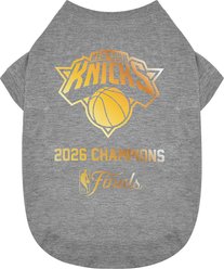 Pets First 2026 New York Knicks NBA Championship Machine Washable Graphic Dog Tee Shirt, Medium
