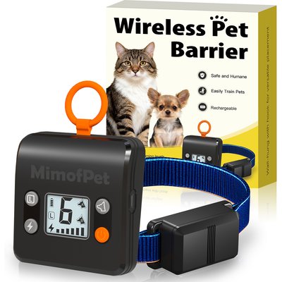 Mimofpet Mimofpet B1-S Wireless Rechargeable Indoor Barrier Small Dog & Cat Fence Collar, Black, Small: 8 to 15-in neck, 3/4-in wide