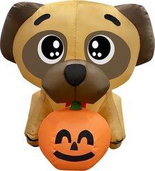 Goosh Pug Dog Holding Pumpkin Inflatable Yard Decor, 4-ft slide 1 of 3