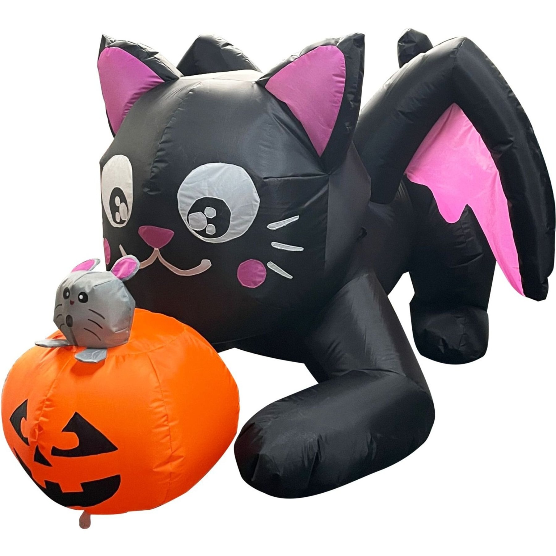 Goosh Halloween Black Cat with Pumpkin Inflatable Yard Decor, 5-ft