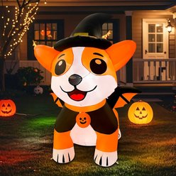 Goosh Corgi Dog with Witch Hat & Cape Inflatable Yard Decor, 5.2-ft slide 2 of 5