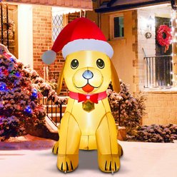 Goosh Christmas Golden Retriever with Santa Hat Inflatable Yard Decor, 5.2-ft slide 2 of 3