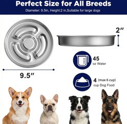 AIPERRO Bloat-Prevention Non-Slip Dishwasher-Safe Stainless Steel Slow Feeder Dog Bowl, 4-cup slide 2 of 7