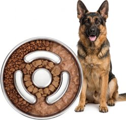 AIPERRO Bloat-Prevention Non-Slip Dishwasher-Safe Stainless Steel Slow Feeder Dog Bowl, 4-cup