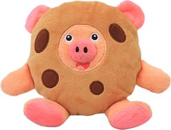 Fikas Freaky Friends Cookie Pig Squeaky Emotional Support Plush Dog Toy, Brown/Pink